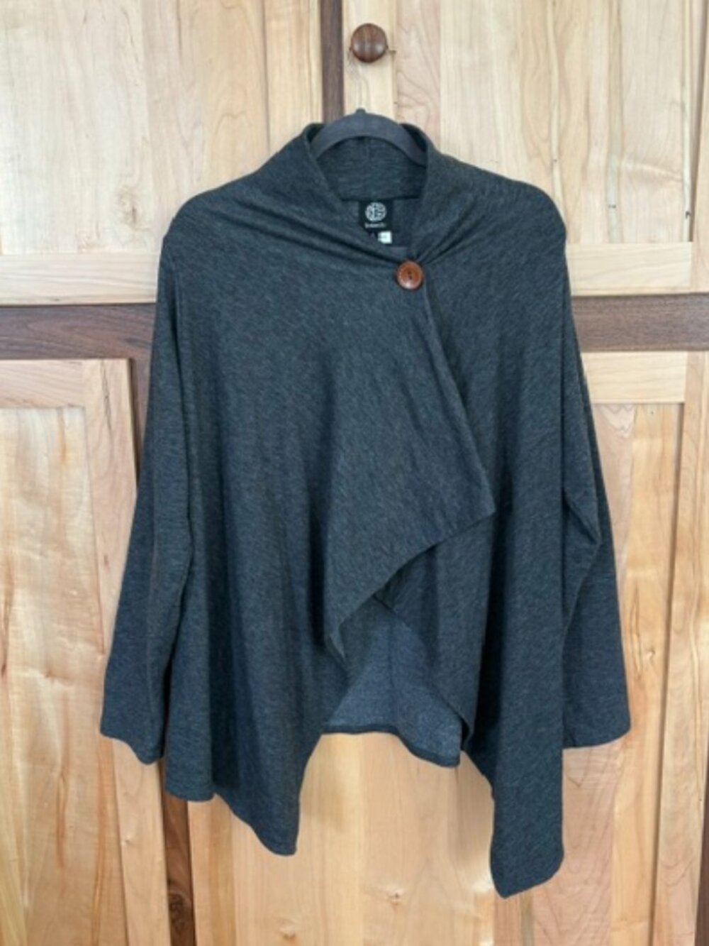 Bobeau Charcoal Gray Draped Asymmetrical Cardigan Women's Size XL